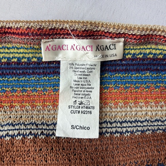 a'gaci Brown and Blue Sleeveless Tie Front Crop Tank Top - Picture 4 of 4